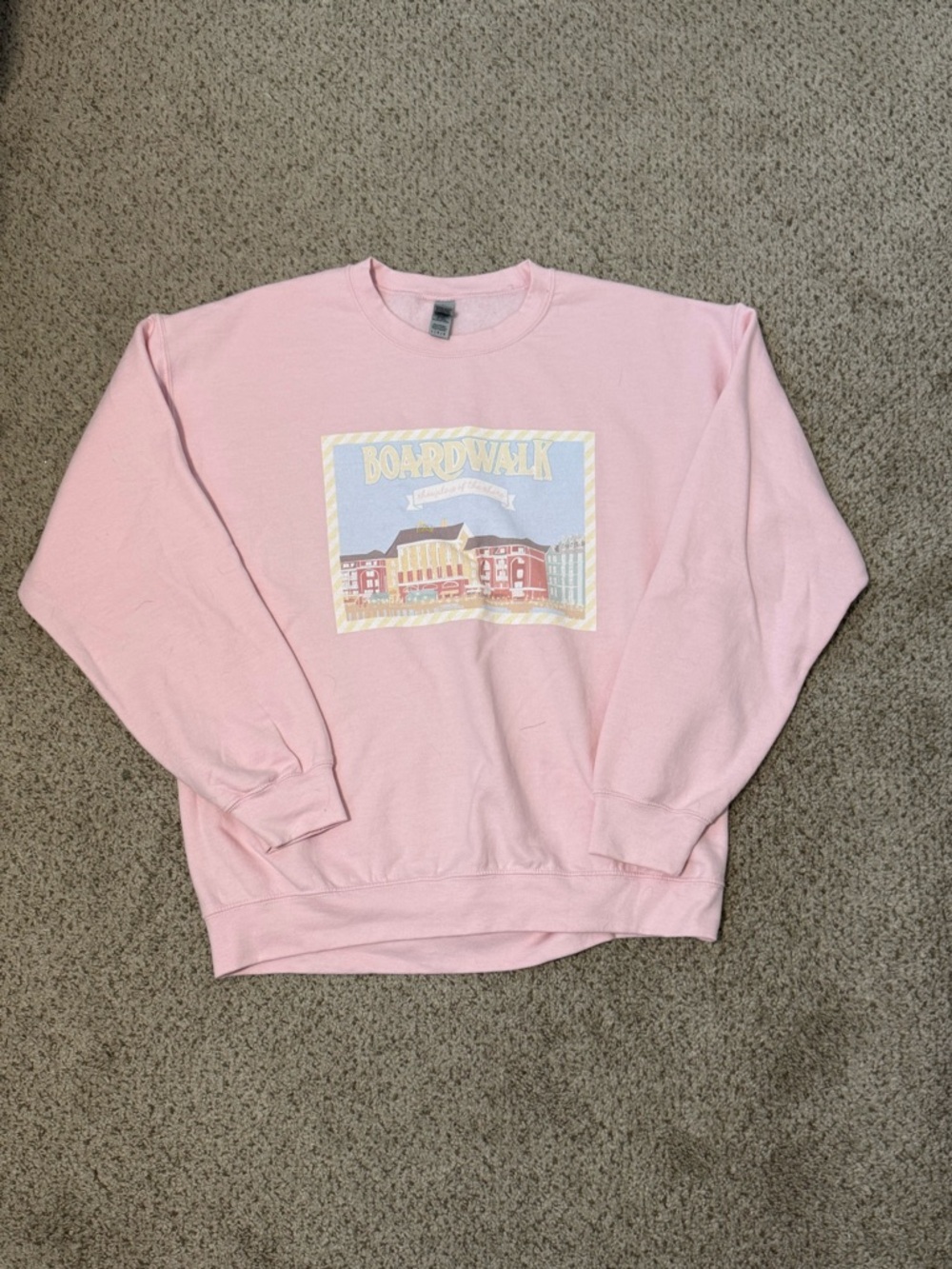Disney Light Pink Boardwalk Graphic Crewneck Sweatshirt
